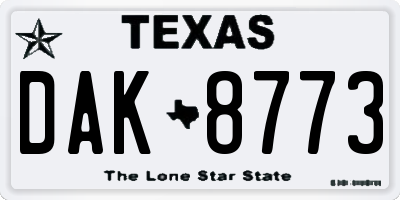 TX license plate DAK8773