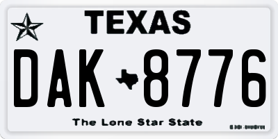 TX license plate DAK8776