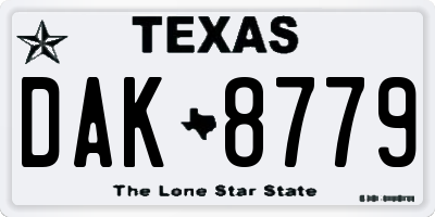 TX license plate DAK8779