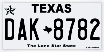 TX license plate DAK8782