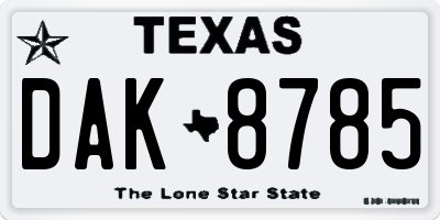 TX license plate DAK8785