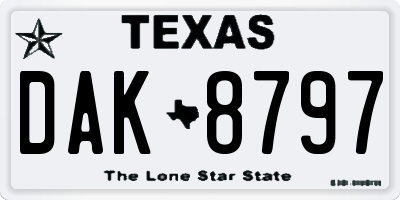 TX license plate DAK8797