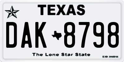 TX license plate DAK8798