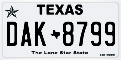 TX license plate DAK8799