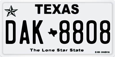 TX license plate DAK8808