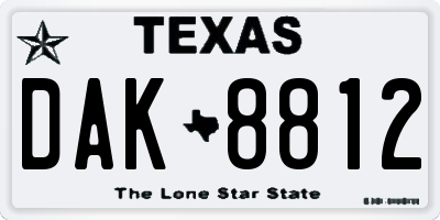 TX license plate DAK8812