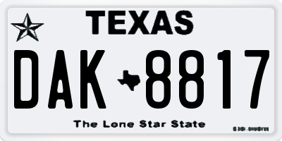 TX license plate DAK8817