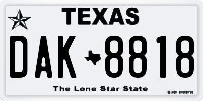 TX license plate DAK8818
