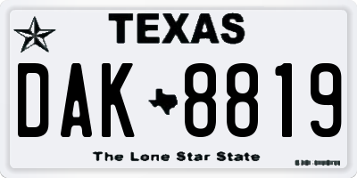 TX license plate DAK8819