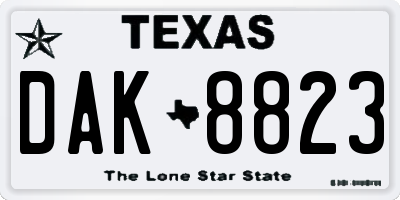 TX license plate DAK8823