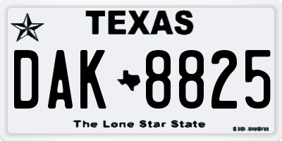 TX license plate DAK8825