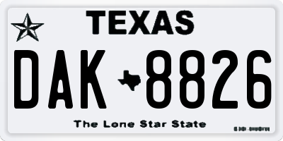 TX license plate DAK8826