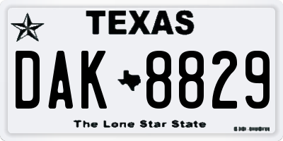 TX license plate DAK8829