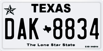 TX license plate DAK8834