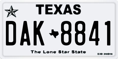 TX license plate DAK8841