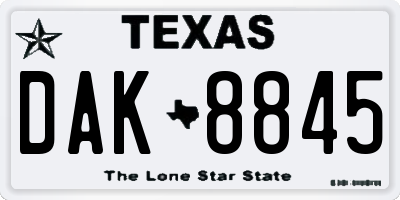 TX license plate DAK8845