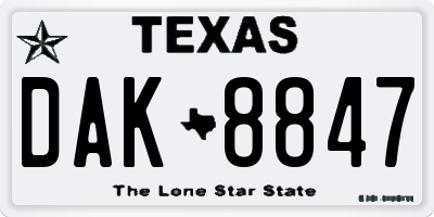 TX license plate DAK8847