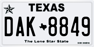 TX license plate DAK8849