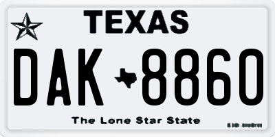 TX license plate DAK8860