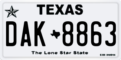 TX license plate DAK8863