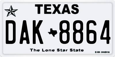 TX license plate DAK8864