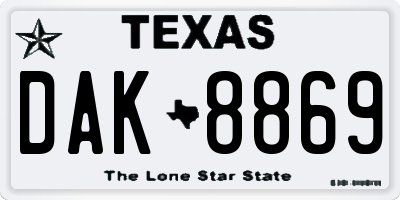 TX license plate DAK8869