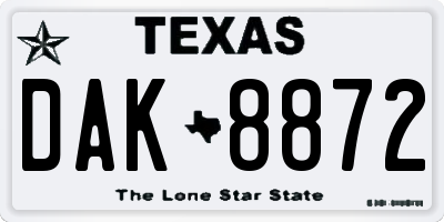 TX license plate DAK8872