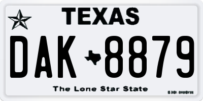 TX license plate DAK8879