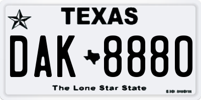 TX license plate DAK8880