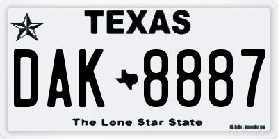 TX license plate DAK8887