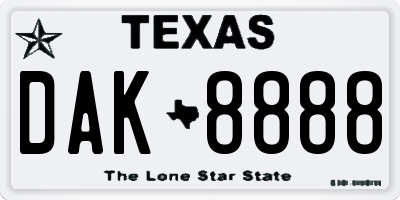 TX license plate DAK8888