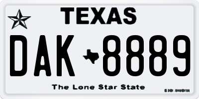 TX license plate DAK8889