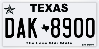TX license plate DAK8900