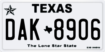 TX license plate DAK8906