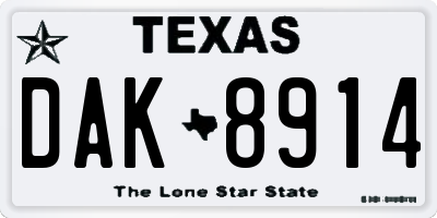 TX license plate DAK8914