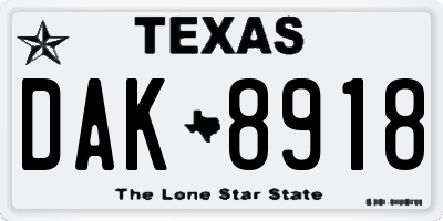 TX license plate DAK8918