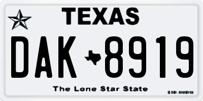 TX license plate DAK8919