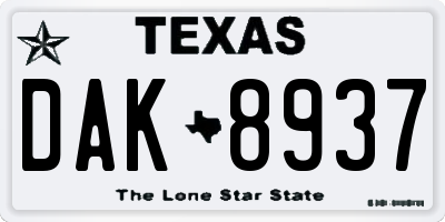 TX license plate DAK8937