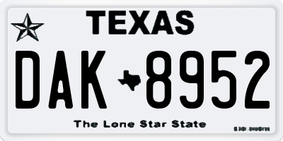 TX license plate DAK8952