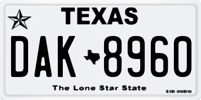TX license plate DAK8960