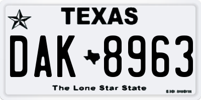 TX license plate DAK8963