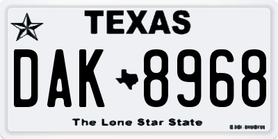 TX license plate DAK8968