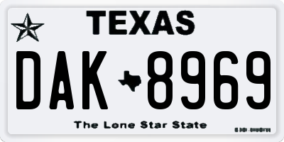 TX license plate DAK8969
