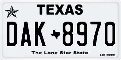 TX license plate DAK8970