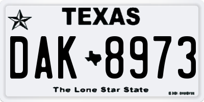 TX license plate DAK8973