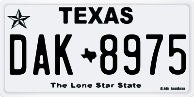 TX license plate DAK8975