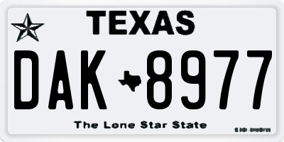 TX license plate DAK8977