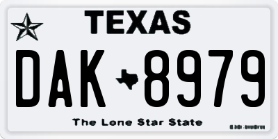 TX license plate DAK8979