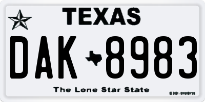 TX license plate DAK8983