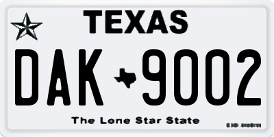 TX license plate DAK9002